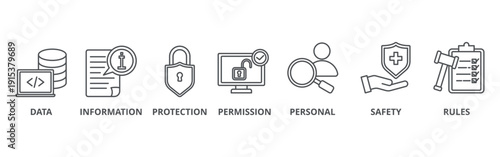 Data protection banner web icon vector illustration concept