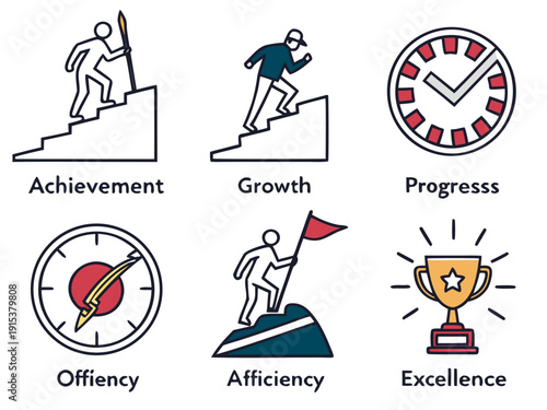 A collection of various symbols and icons representing different concepts and ideas. Vector
