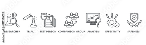 Clinical study banner web icon vector illustration concept