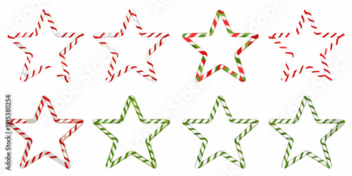 Colorful paper straws arranged in star shapes on a white background