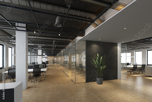 Modernes Bürokonzept mit Besprechungsinseln