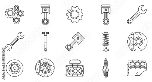 Mechanical Parts and Tools Illustration.