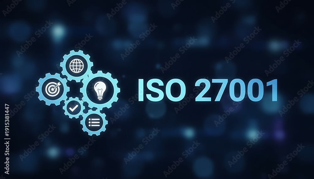 Obraz premium ISO 27001 Information Security Management System Standards on a Wide Banner, Business and Technology Concept. Business Technology Compliance