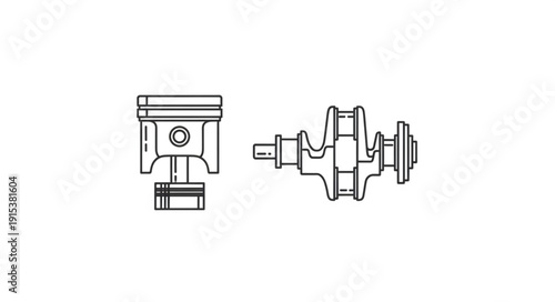 Piston and Crankshaft Mechanical Parts.