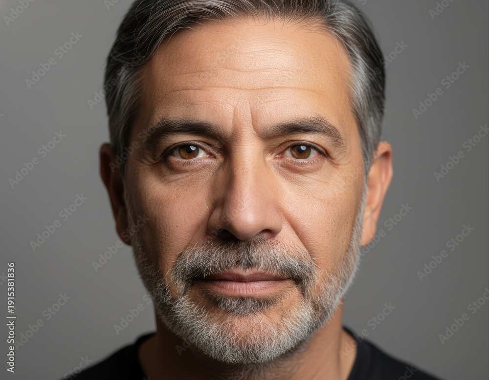 Obraz premium Serious Mature Man Portrait with Gray Beard