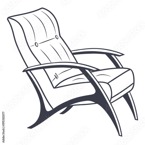 A modern white rocking chair with a curved back and armrests Vector