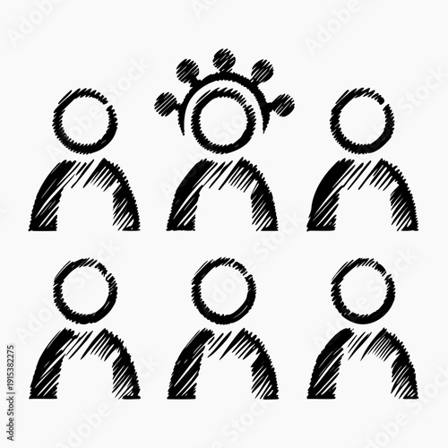A diverse group of people with different hairstyles and headwear gathered together Vector
