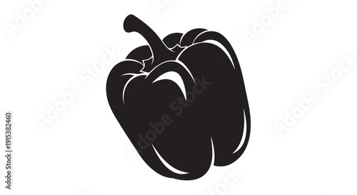 Bell Pepper Silhouette: A stark silhouette of a ripe bell pepper, a culinary staple, depicted in stark black against a plain background.