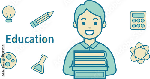 Illustration-of-a-cheerful-student-holding-books-surrounded-by-educational-icons