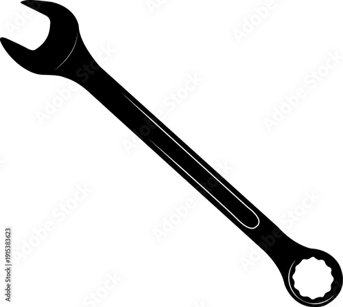 Spanner. A durable tool with open and box-end ends. Used for working with threaded connections. Assembling metal structures, mechanisms, and equipment. Tightening and loosening nuts and bolts. Wrench.