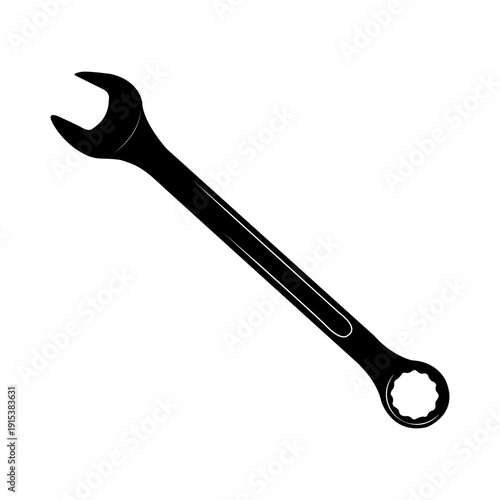 Spanner. A durable tool with open and box-end ends. Used for working with threaded connections. Assembling metal structures, mechanisms, and equipment. Tightening and loosening nuts and bolts. Wrench.