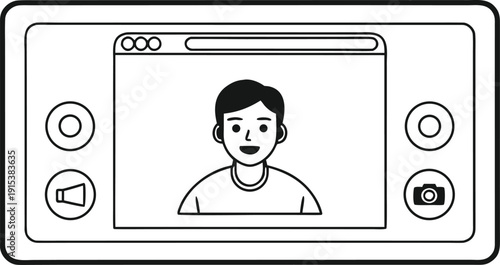 Illustration-of-a-digital-camera-displaying-a-person's-portrait-on-the-screen
