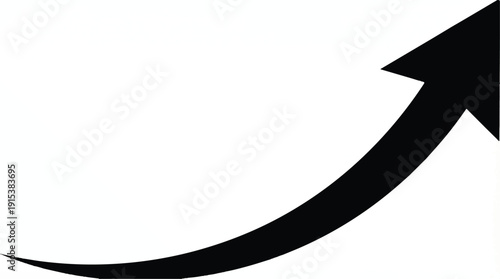 Large black arrow pointing upwards to the right side  symbol of growth and progress
