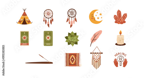Native American spiritual dreamcatcher symbols.