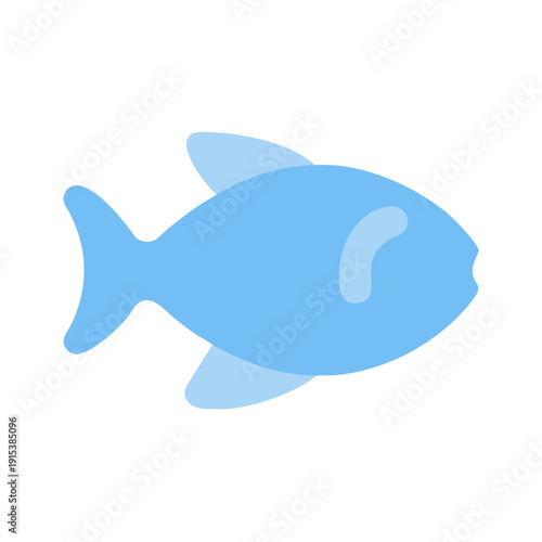 Simple Fish Icon Vector with Smooth Curves and Solid Light Blue for Aquatic Life