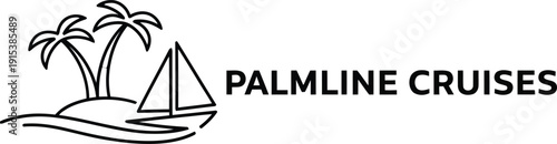 Minimalist tranquil palm cruise logo design for tropical vacation concepts vector illustration 