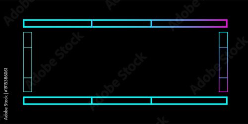 Holographic colored frame or box, on a black background