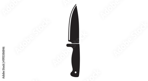 Sharp Silhouette: A stark black and white depiction of a knife, poised with a keen edge. Perfect for illustrating concepts of sharpness, precision, and the art of cutting.