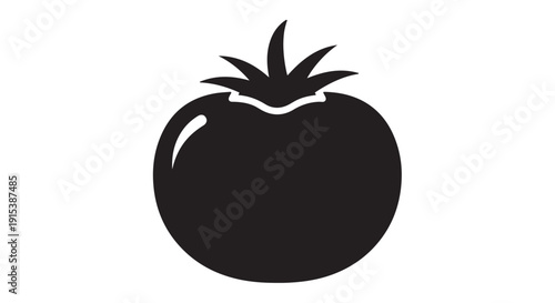 Tomato Silhouette: A bold, minimalist design featuring a single, stylized tomato, rendered in stark monochrome, ready for a fresh culinary adventure.