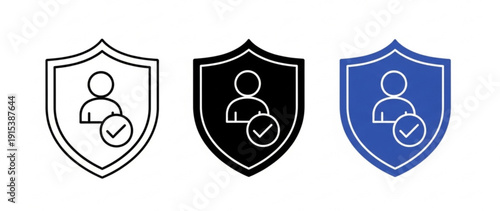 Shield icons with person and checkmark
