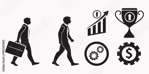 Achieving success through hard work and dedication in the workplace Vector