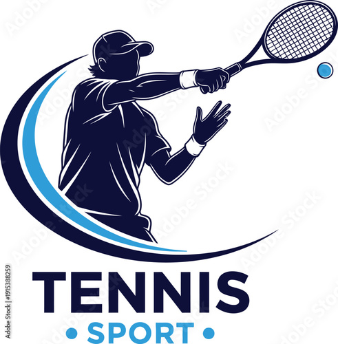 Tennis Sport Silhouette Vector Logo Illustration