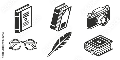 Assorted office supplies and stationery items on a white background Vector