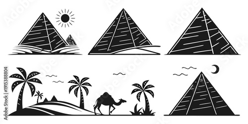 A serene campsite under the stars with tents and palm trees Vector