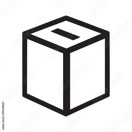A simple black and white drawing of a ballot box