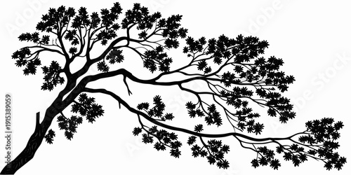 A detailed black and white illustration of a tree with intricate branches and leaves Vector