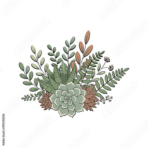 Variety of Succulent Plants Arrangement.