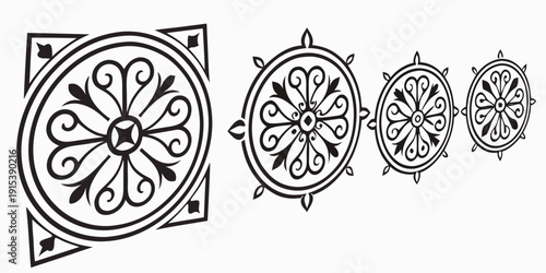 Intricate geometric patterns and designs on a white background Vector