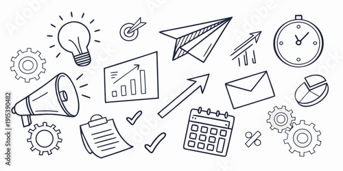 A diverse collection of icons representing various activities and objects Vector