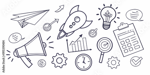 A delightful illustration of various objects and symbols from different domains Vector