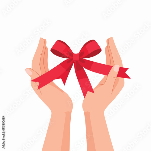 Hands holding a gift adorned with a red ribbon, symbolizing generosity and care, from a personal viewpoint