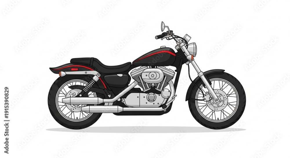 Obraz premium Black and Red Motorcycle Side View.