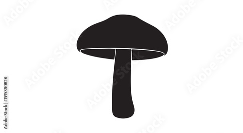 Mushroom Silhouette: A minimalist monochrome depiction of a singular mushroom, its classic form highlighted in stark contrast, offers a clean, versatile design.