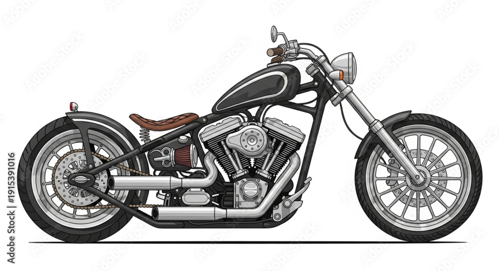 Fototapeta premium Black and Silver Motorcycle Illustration.