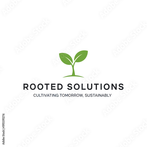 Green Seedling with Two Leaves Illustration.