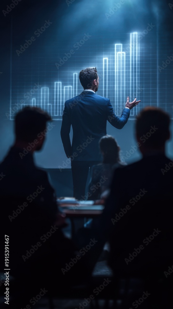 Obraz premium Businessman Presenting Financial Growth Chart