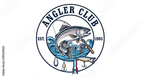 Angler Club Fishing Logo Design.