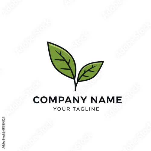 Green Leaves Logo Design Element.