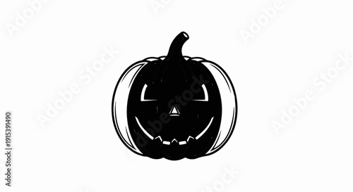 A black, silhouetted pumpkin with a carved, grinning face
