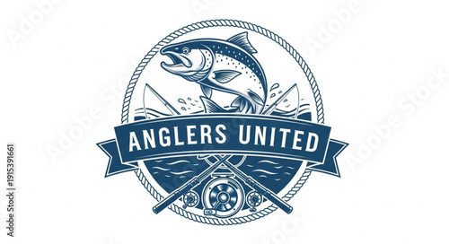Anglers United Fishing Logo Design.