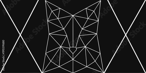 Geometric fox head illustration against a dark background