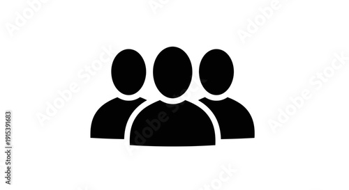 Group of Three People User Icons Silhouette on Isolated White Background