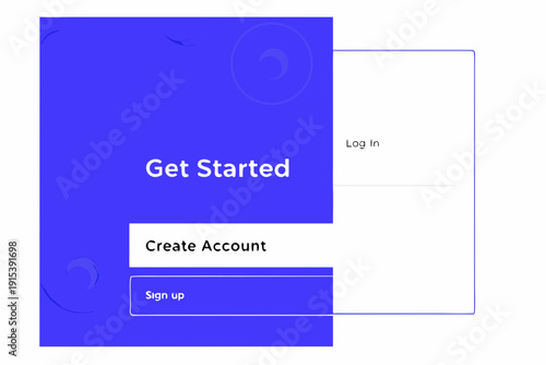 User interface with login and account creation options displayed on screen