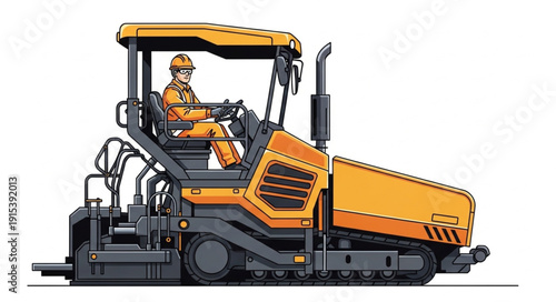 Asphalt Paver Machine Road Construction.