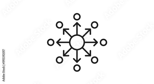 Decentralized Network and Distribution Concept with Arrows, isolated white background
