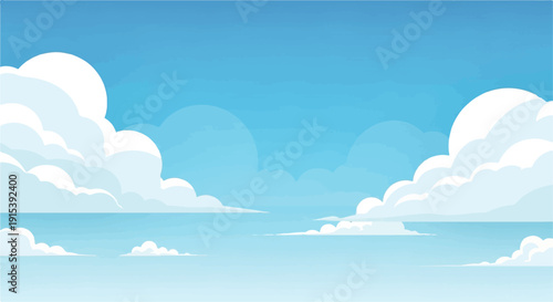 A bright blue sky filled with fluffy white clouds, offering a serene and airy vista